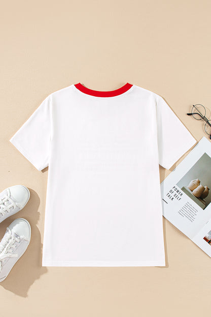 Witte regenboogstreep print contrast crewneck t -shirt