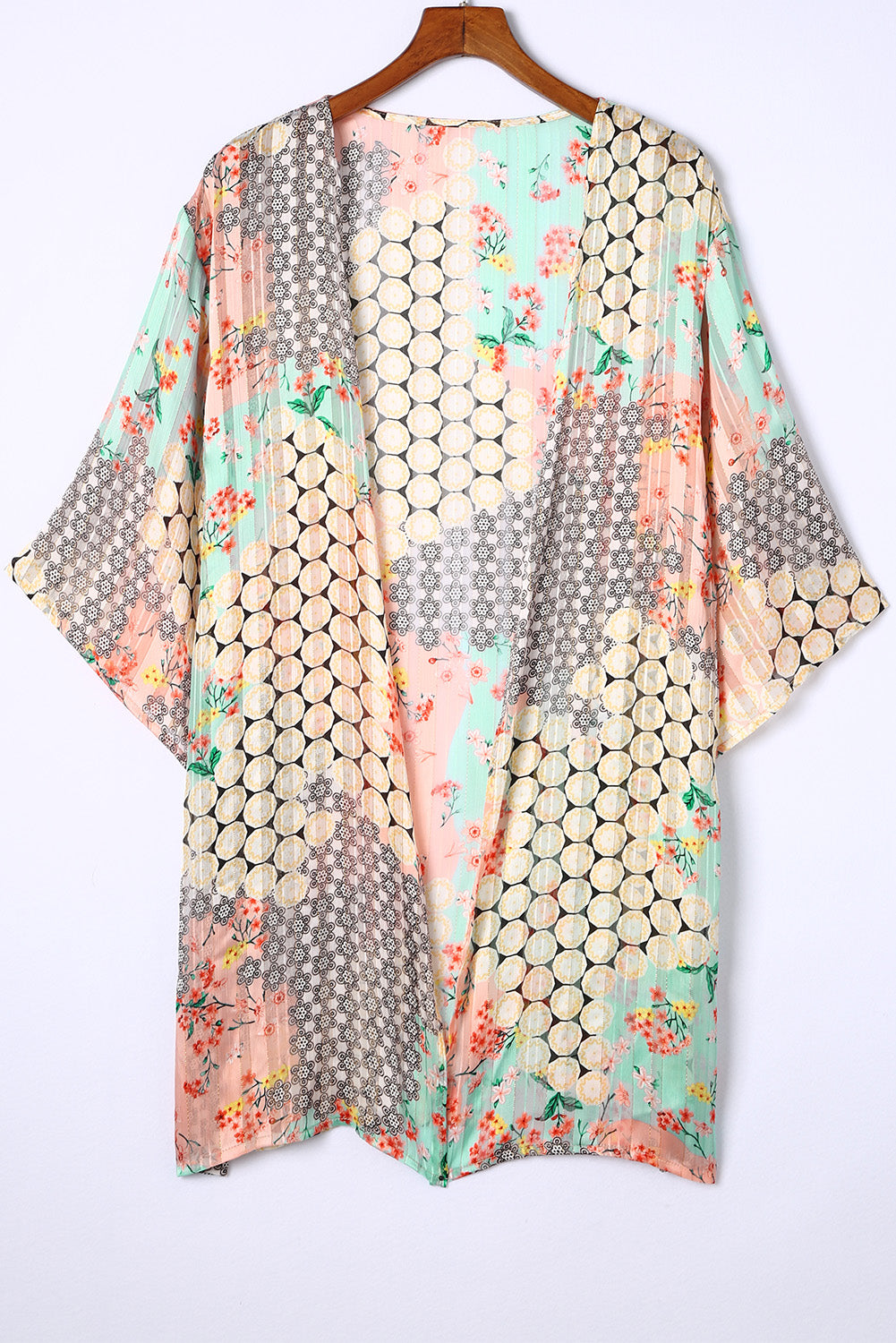 Veelkleurige bloemen open pure glanzende kimono