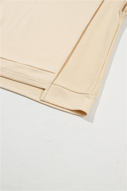 Beige Splicing Ronde Hals Pullover Sweatshirt