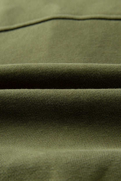 Smoke Green Fleece Lined Zip Up Stand Collar Thumbhole Sleeve Sweatshirt