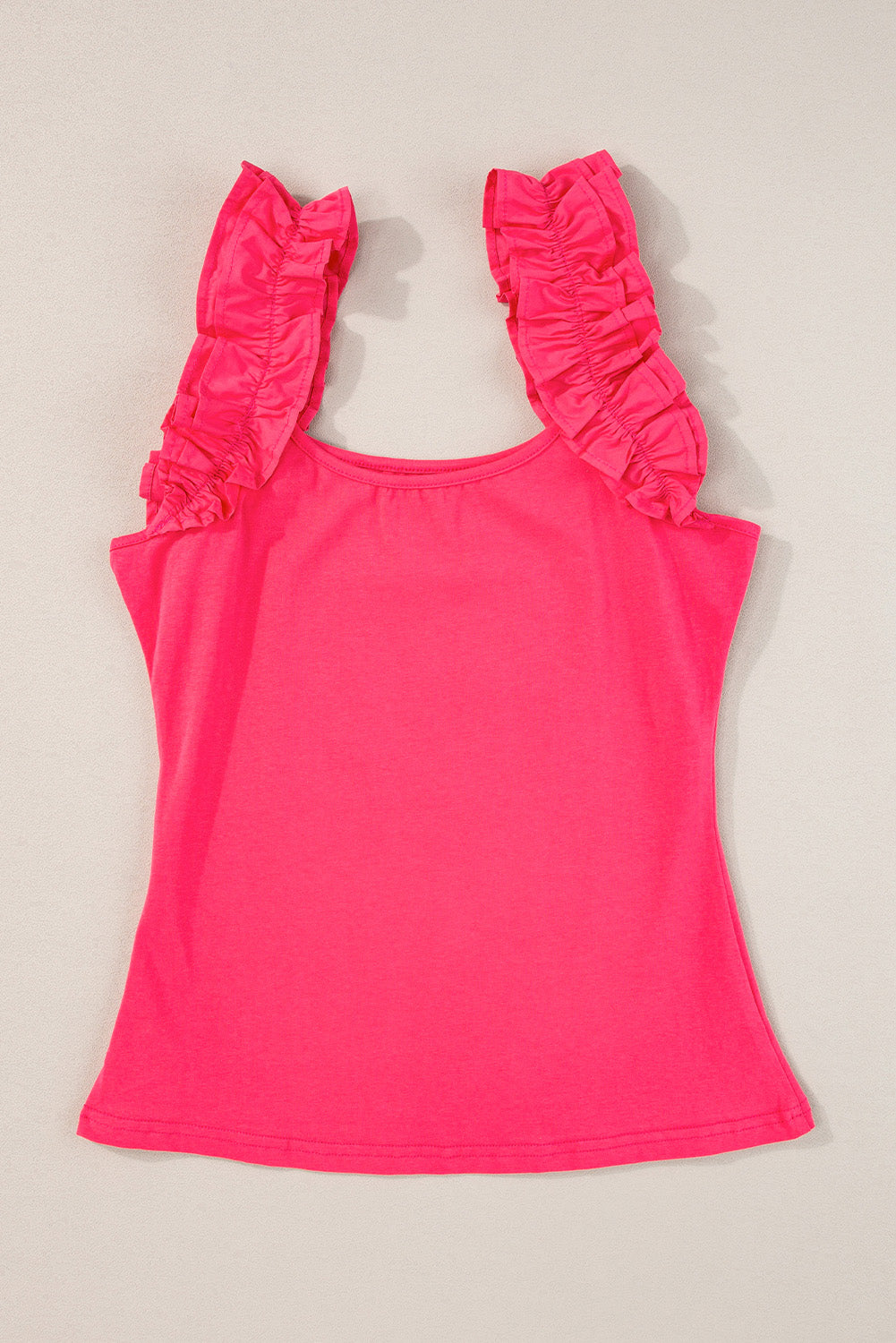 Aardbeienroze gegolfde brede bandjes slanke tanktop
