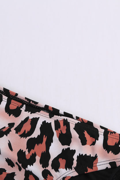 Tankini met luipaardprint en strepenpatchwork