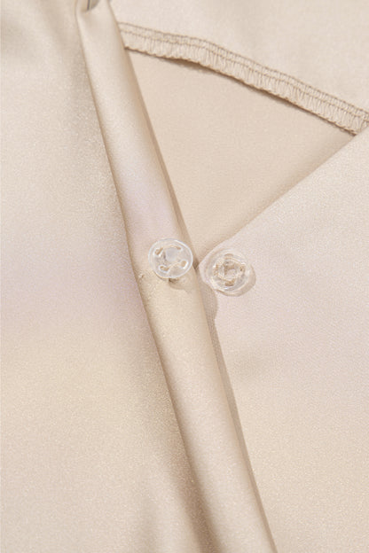 Abrikoos wrap V-hals ruches satijnen cami-top