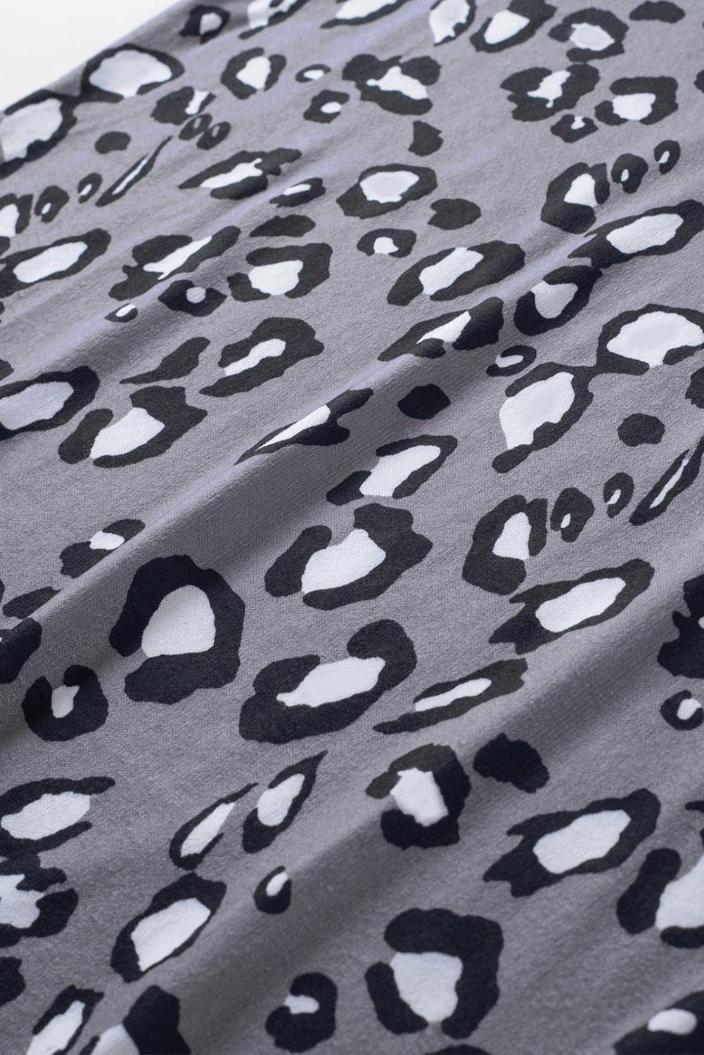 Grijze tanktop met ronde hals en luipaardprint