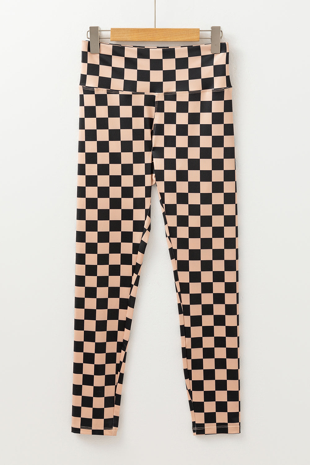 Khaki geruite patroon hoge taille magere leggings