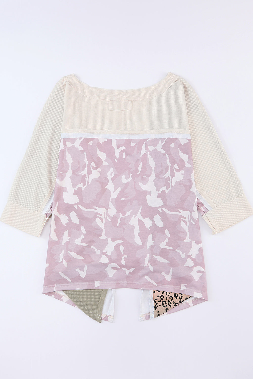 Veelkleurige oversized top met zichtbare naden en patchwork