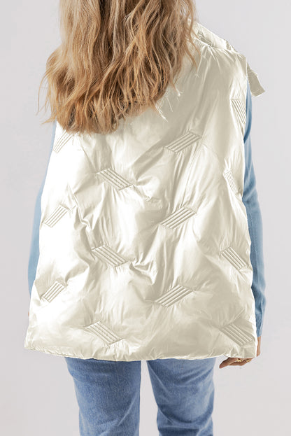 Zwart gewatteerd High Neck Rits Up Jacket Vest