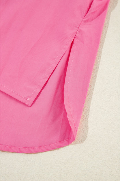 Bonbon Poplin Ruffle Trim Collared Shirt