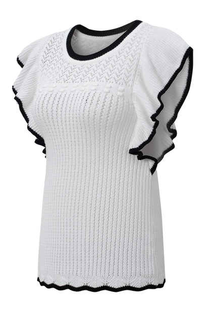 Witte gehaakte tanktop met oogje en volant