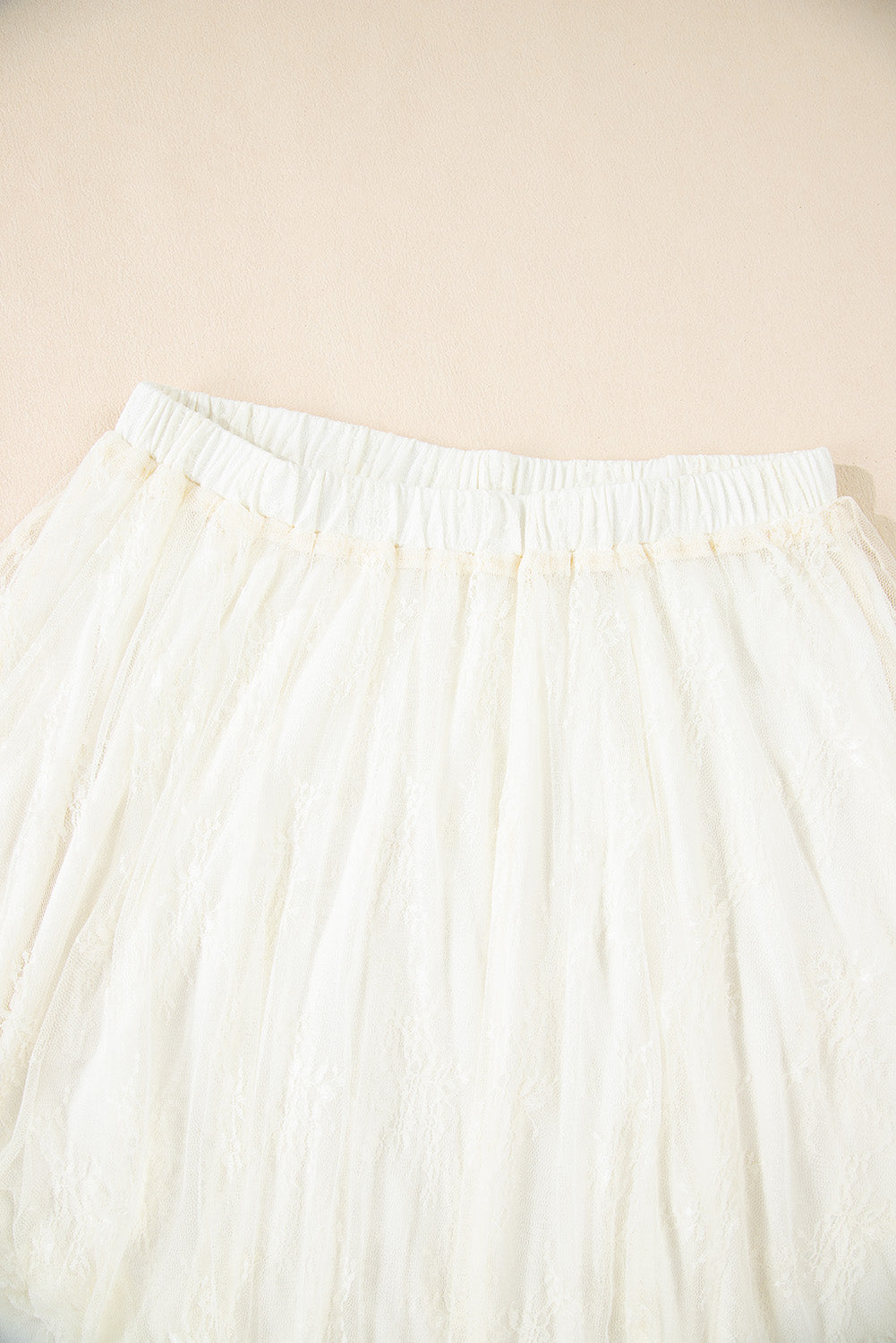 Beige Lace Cascading Tiered High Taille Maxi Rok