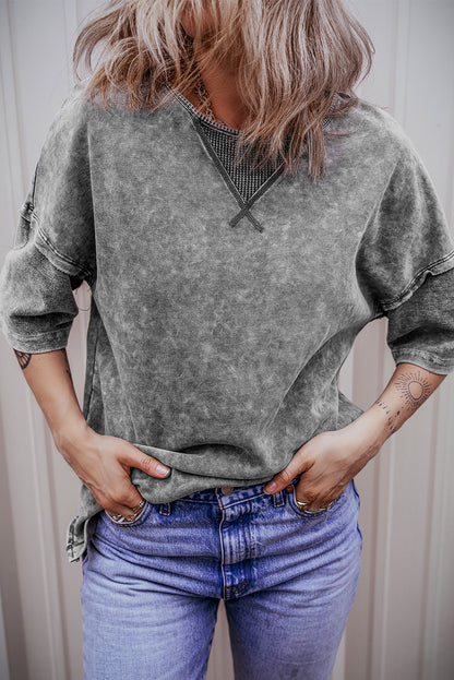 Filippijns grijs mineraal gewassen oversized T-shirt met zichtbare naad en verlaagde schouder