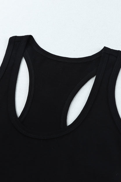 Zwarte basic effen tanktop met ronde hals