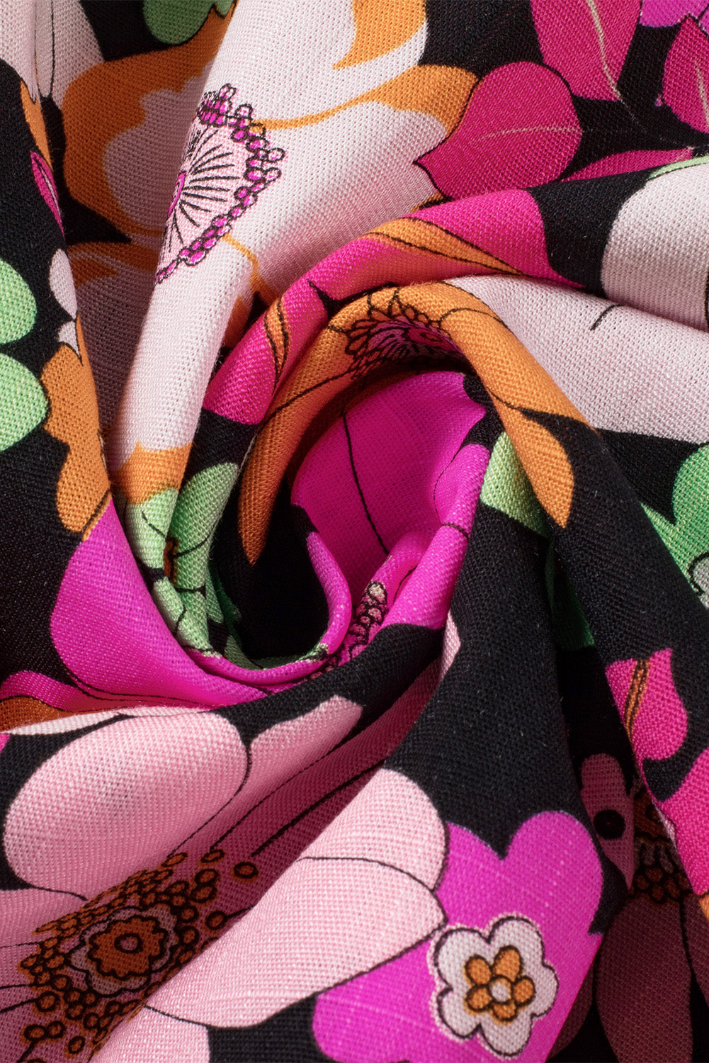 Rozerode blouse met kanten rand en bloemenprint met bubbelmouwen
