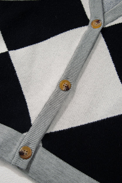 Zwart colorblock los vest met knoop en knoop