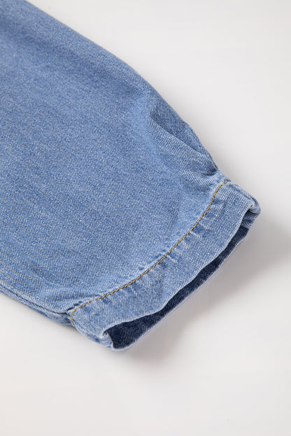 Dusk Blue Denim gegolfde casual top