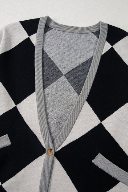Zwart colorblock los vest met knoop en knoop