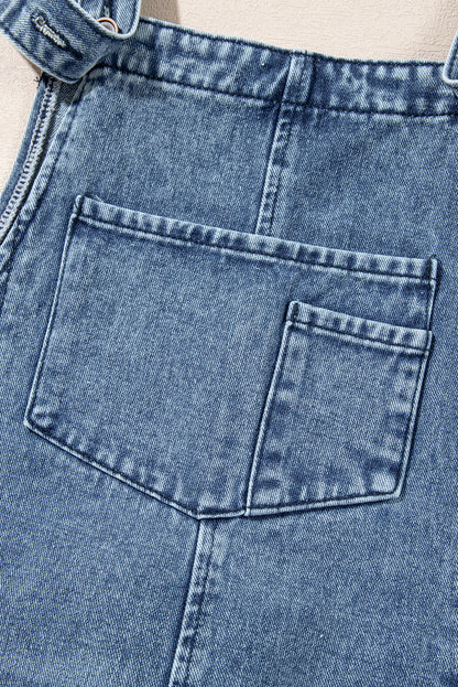 Steenblauwe bedroefde slabbetje zak wijd been denim in het algemeen