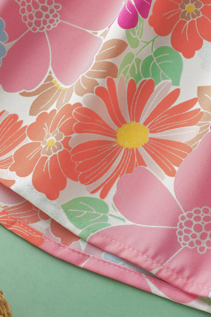 Roze geplooide blouse met ruches en fladdermouwen