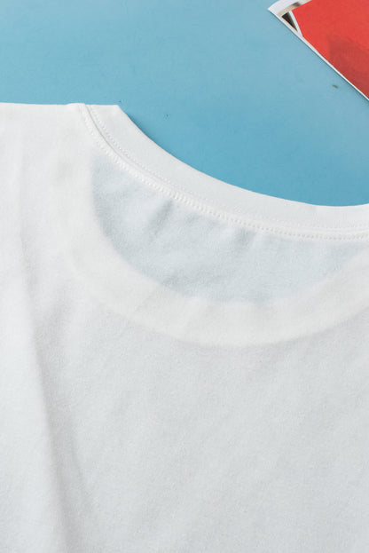 Witte geplooide tanktop met ronde hals