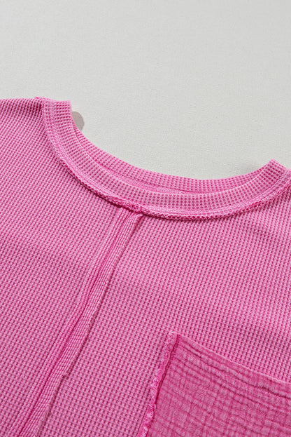 Helderroze oversized top met getextureerde armband en mouw in minerale wassing