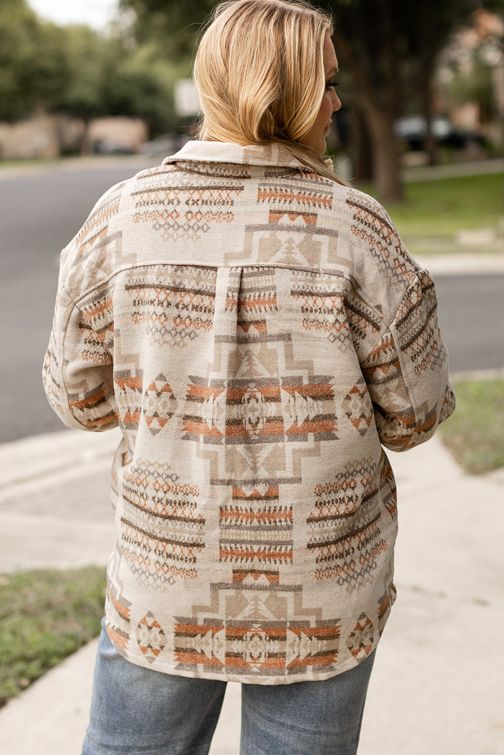 Witte Aztec geometrische printzakken plus size jas