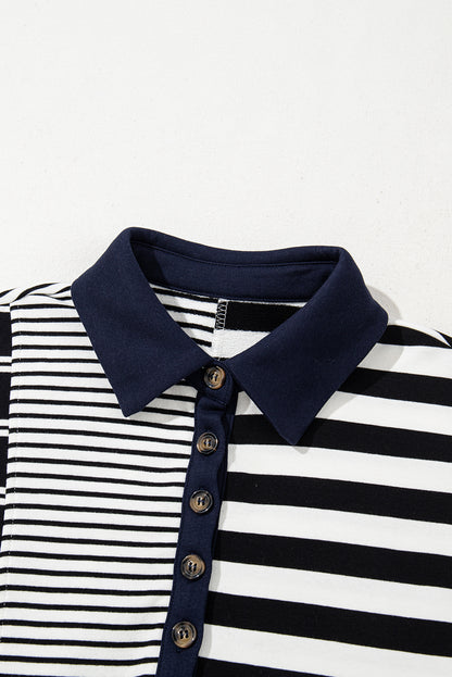 Black Stripe Half Placket Polo T -shirtjurk