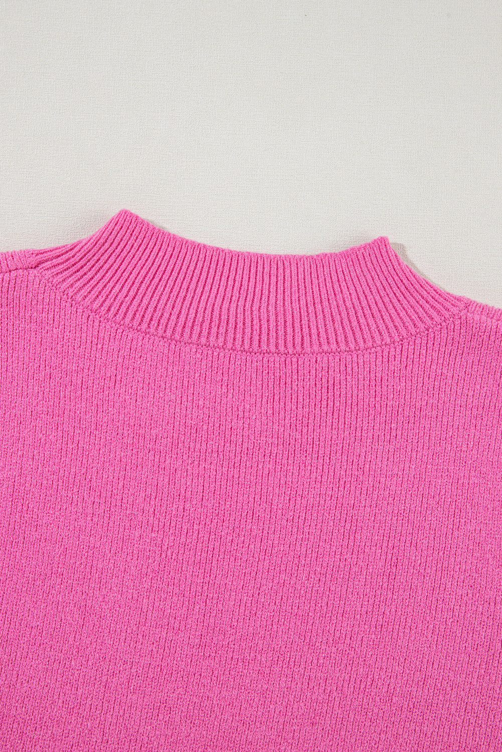Roze geribbelde gebreide trui met contrasterende mouwen