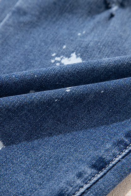 Ashleigh Blue gescheurde spattende verftouwtaille taille bijgesneden rechte jeans