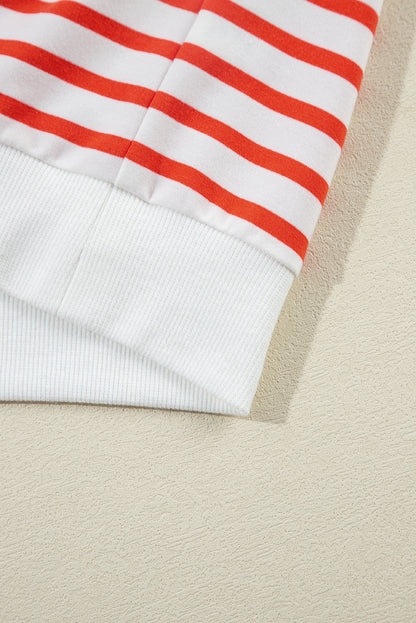 Oranje gestreept los sweatshirt met lage schouder en ronde hals