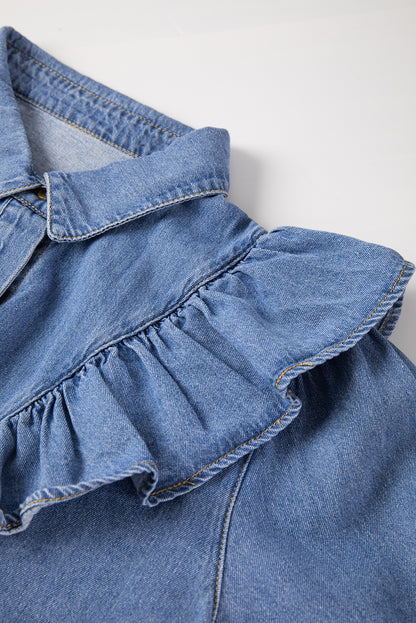 Dusk Blue Denim gegolfde casual top