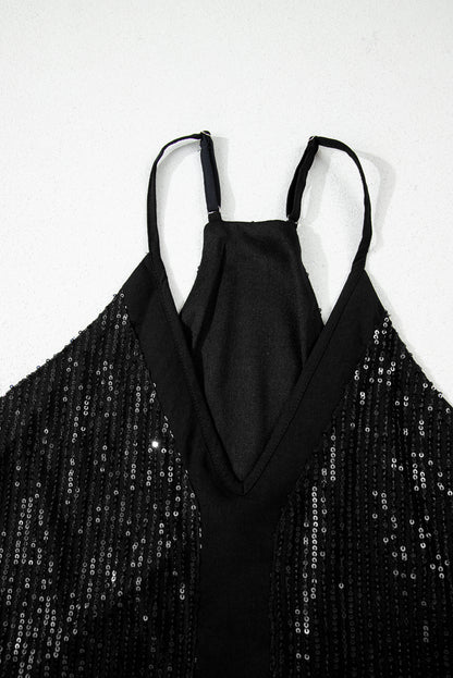 Zwarte racerback tanktop met pailletten