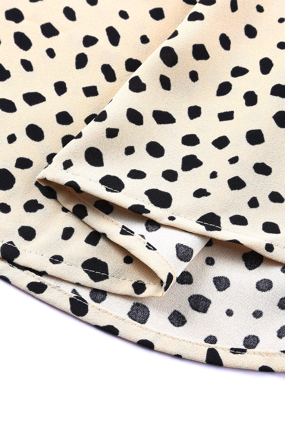 Kaki Cheetah-blouse met 3/4 mouwen en ruches aan de hals