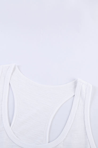 Witte basic effen tanktop met ronde hals