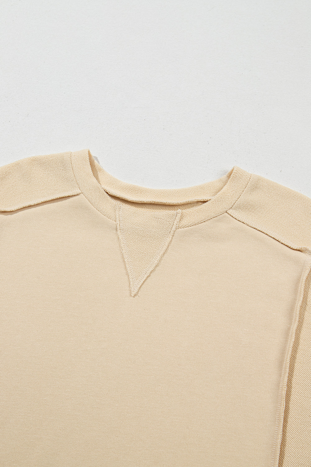 Beige Splicing Ronde Hals Pullover Sweatshirt