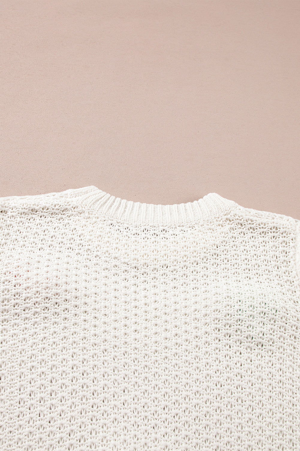 Wit kleurrijke boog gebreide mockhals sweater met korte mouwen