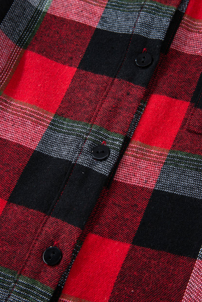 Rode kerst geblokte patroon losse shirt en broek loungeset