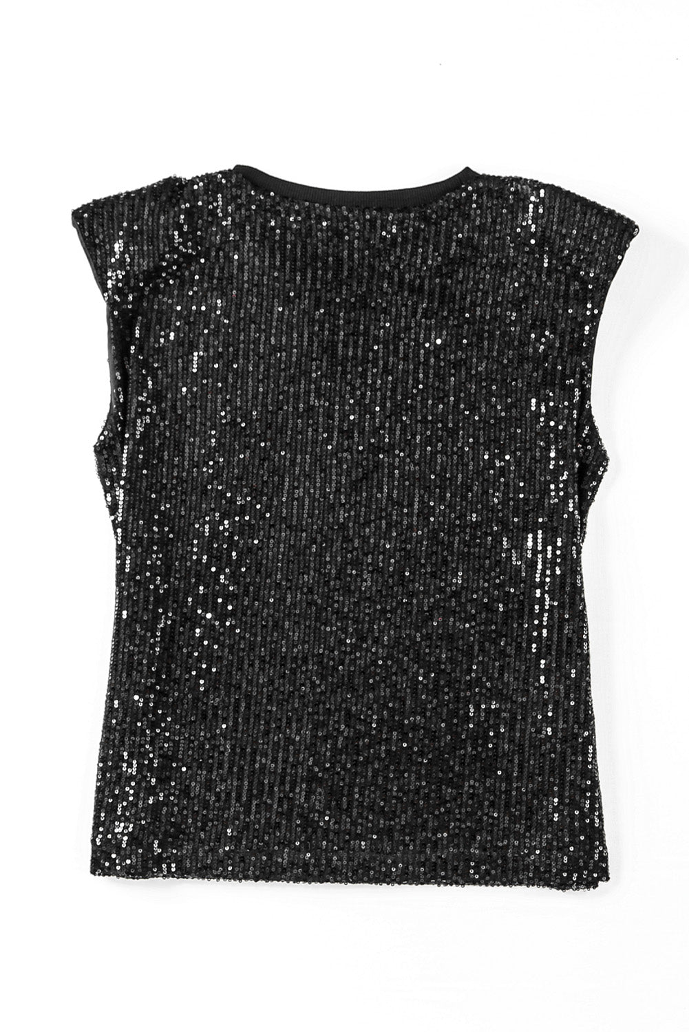 Zwarte abrikozen tanktop met ronde hals en pailletten