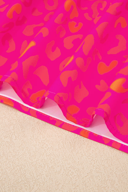 Top met roze luipaardprint en pofmouwen