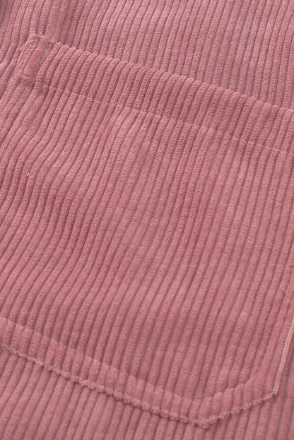 Roze corduroy overhemd met knoopzak