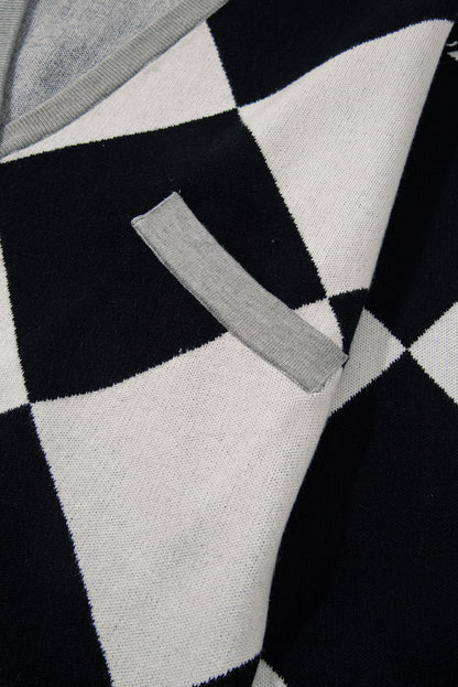 Zwart colorblock los vest met knoop en knoop