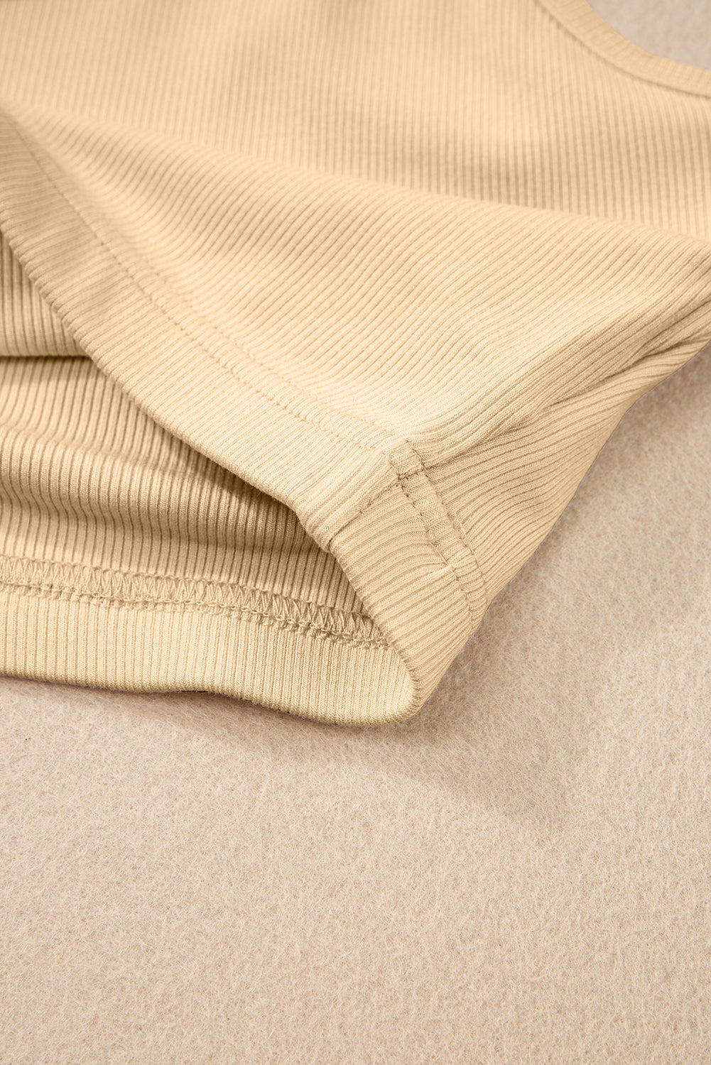 Abrikoos geribde gebreide schede mouwloze crop top