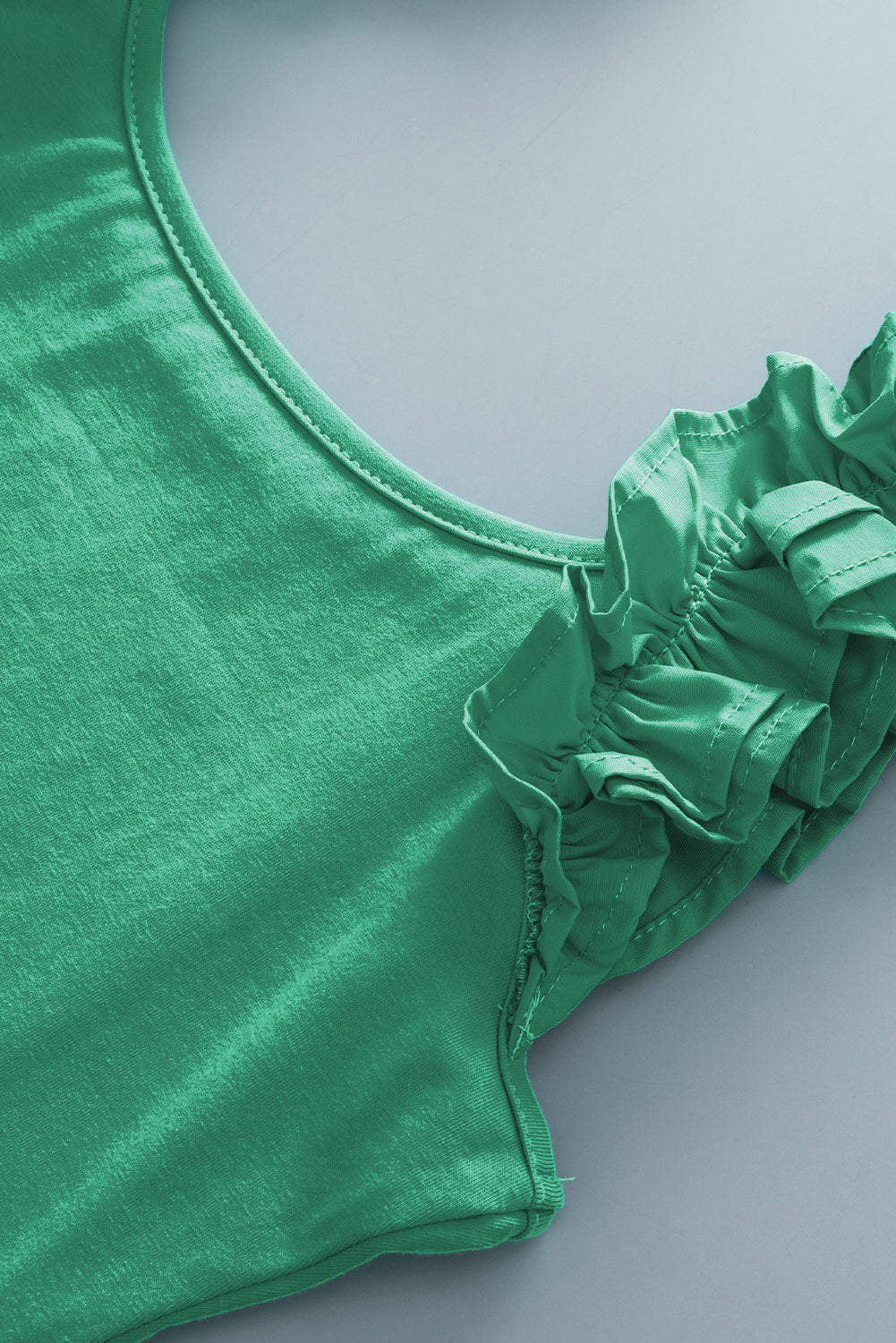 Mintgroene slanke tanktop met ruches en brede bandjes