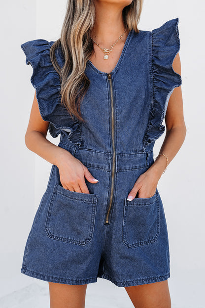 Zeil blauw denim gegolfd rits