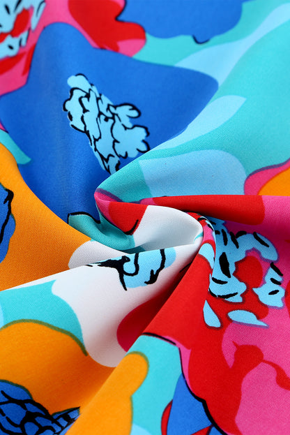 Blouse met veelkleurige bloemenprint, V-hals en 3/4 mouwen