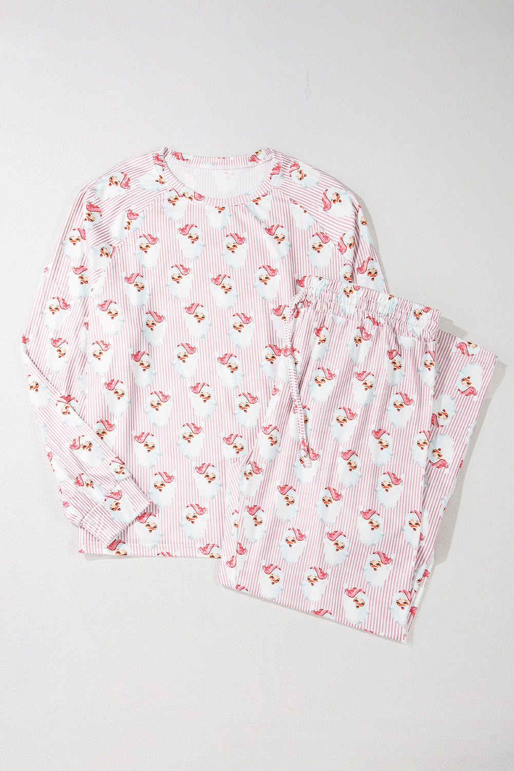Roze kerstman gestreepte print losse pasvorm tweedelig lounge set
