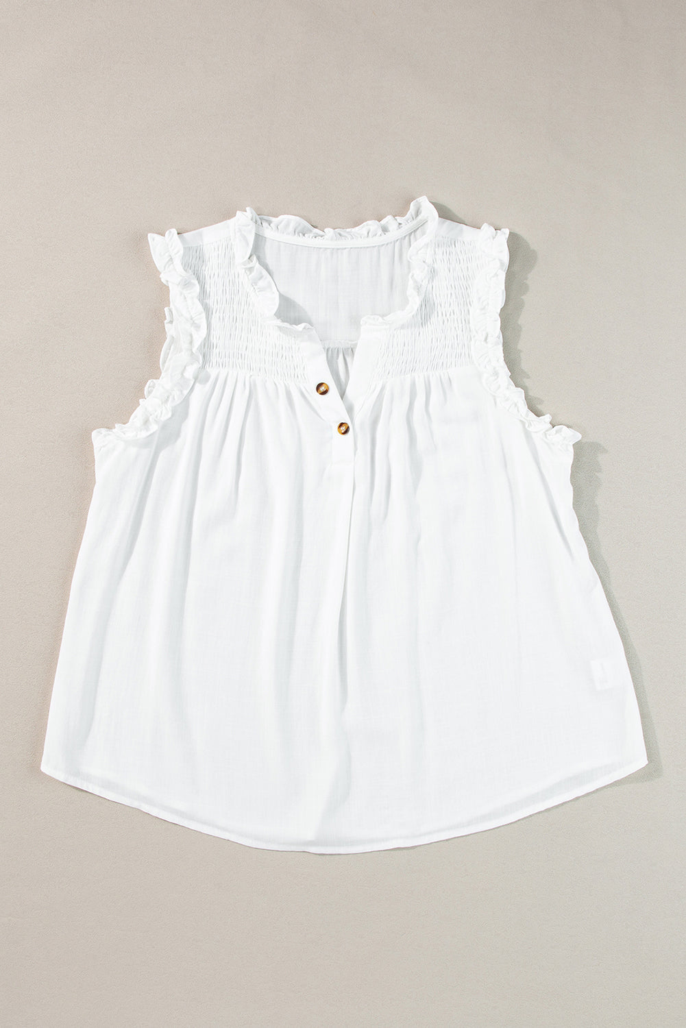 Witte tanktop met splithals en ruches
