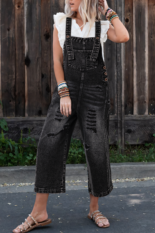 Zwart noodlijdende slabbetje pocket wide been denim in het algemeen