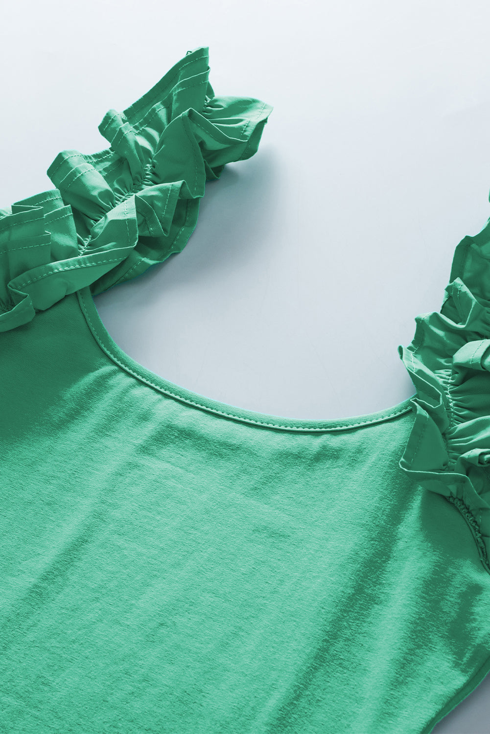 Mintgroene slanke tanktop met ruches en brede bandjes