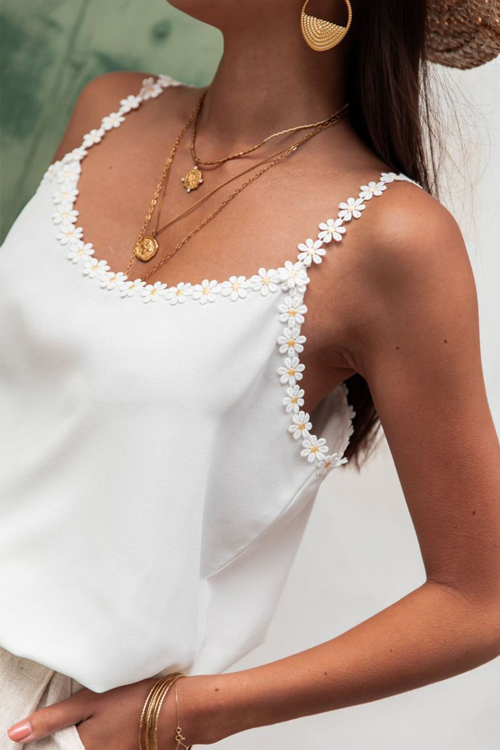 Witte margriet bloem bandjes tanktop