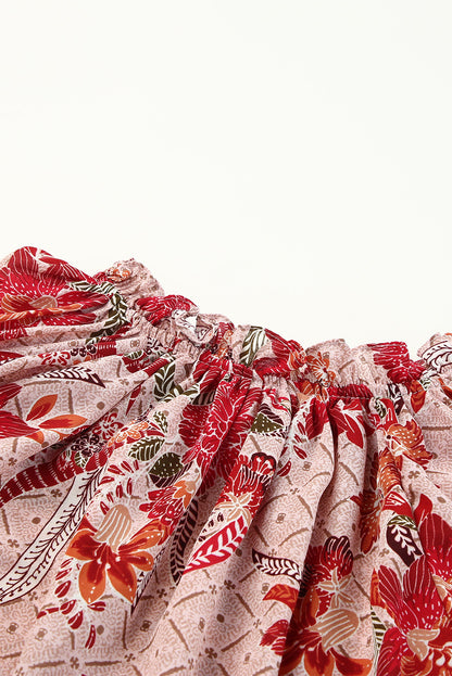 Roze blouse met split en V-hals en print